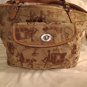 Rare Vintage Brown Coach Horse & Carriage Shoulder Bag